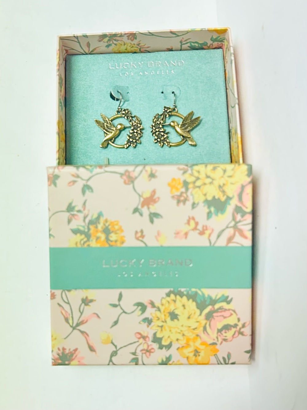 Lucky Brand Women’s Earrings Gold Bird Wreath in Mint Box